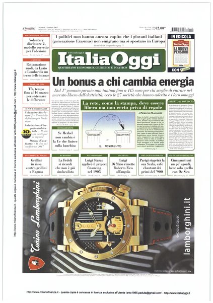 Italia oggi : quotidiano di economia finanza e politica